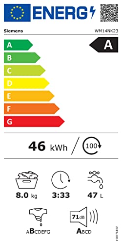 Siemens WM14NK23 iQ300 Waschmaschine 8 kg, 1400 UpM, SpeedPack L Beschleunigen Sie Ihre Programme, Outdoor-Programm, Nachlegefunktion, LED-Display - 8