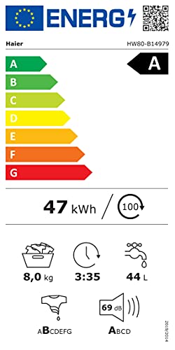 Haier HW80-B14979 Waschmaschine, Weiß, 8 kg - 11