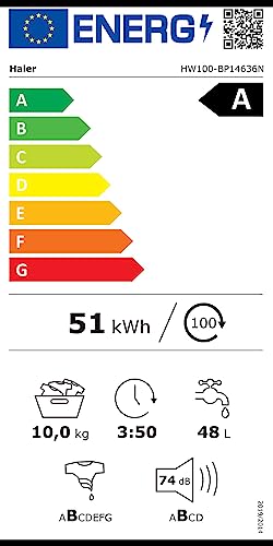 Haier HW100-BP14636N Waschmaschine / 10 kg / A - beste Effizienz / Inverter-Motor / Dampffunktion / Vollwasserschutz / Eco 40-60 Programm - 9